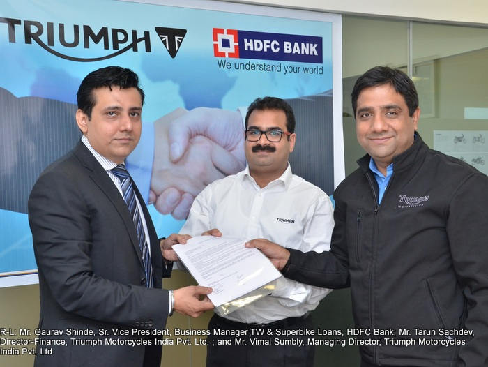 Triumph Motorcycles teams up with HDFC Bank