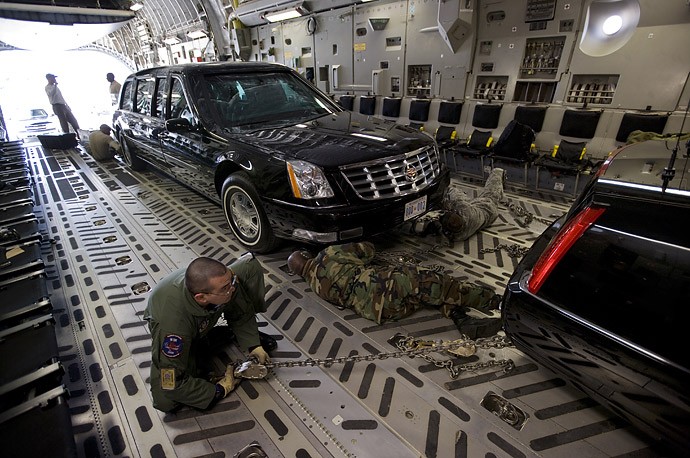 The Beast is transported in a C-17 Globemaster III