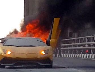 Lamborghini Aventador Catches Fire During a Selfie Moment