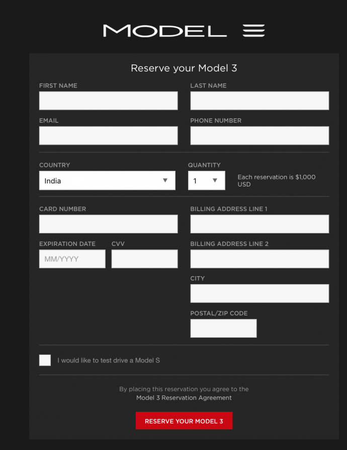 Model 3 reserve